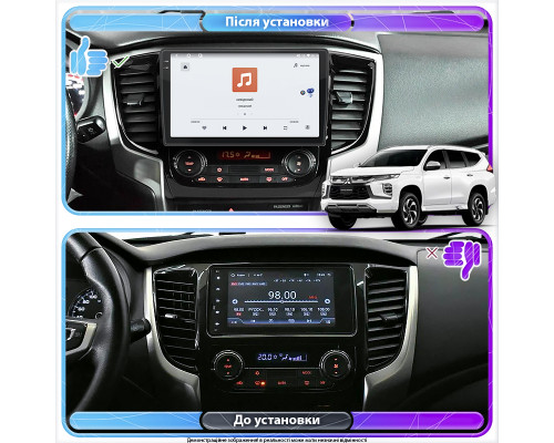 Штатная магнитола Lesko для Mitsubishi Pajero Sport III ver. 2 2015-2019 экран 9" 4/64 QLED CarPlay 4G Wi-Fi GPS 360 Prime