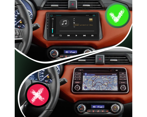 Штатная магнитола Lesko для Nissan Micra V 2017-н.в. экран 9" 4/32Gb 4G Wi-Fi GPS Top