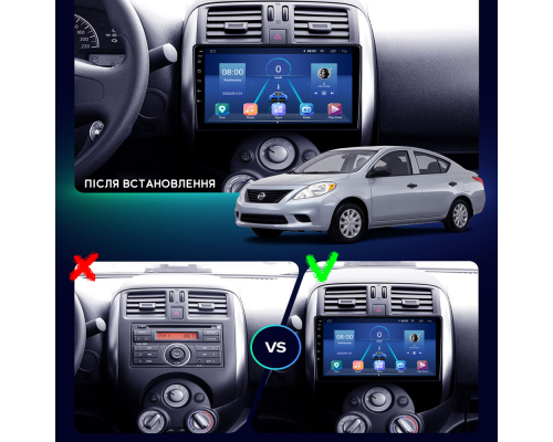 Штатная магнитола Lesko для Nissan Versa II 2012-2014 экран 9" 4/32Gb 4G Wi-Fi GPS Top