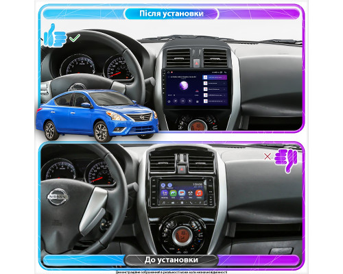 Штатная магнитола Lesko для Nissan Versa II Рестайлинг 2014-2019 экран 9" 4/32Gb 4G Wi-Fi GPS Top