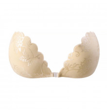 Бюстгальтер-невидимка Fly Bra G00D89 с эффектом Рush Up без бретелей кружевной лиф Бежевый A