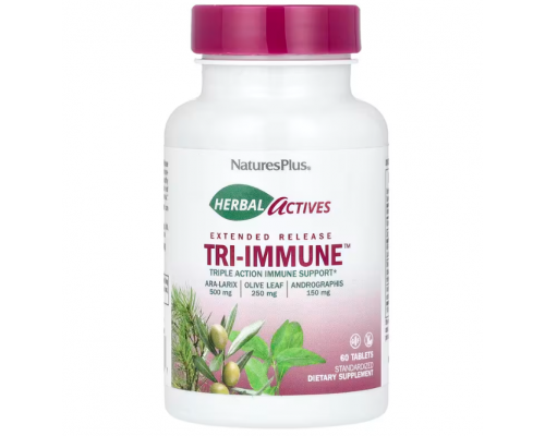 Трав'яний комплекс для імунітету, Tri-Immune, Nature's Plus, Herbal Actives, 60 таблеток тривалого вивільнення