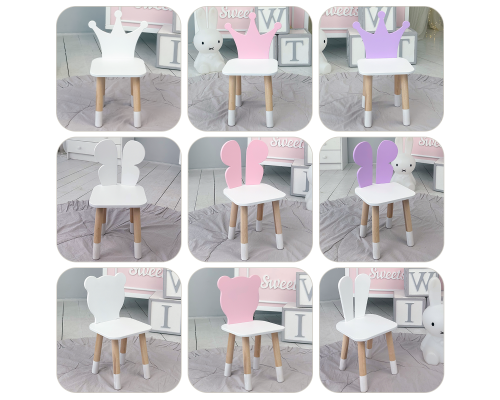 Детский стульчик мишка 26.5х26х25см, стул для детей, белый