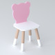 Детский деревянный стульчик мишка 26.5х26х25см, стул со спинкой для детей, белый с розовым