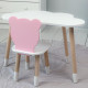 Детский деревянный стульчик мишка 26.5х26х25см, стул со спинкой для детей, белый с розовым