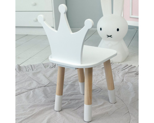 Детский деревянный стульчик принцесса 26.5х26х25см, стул для ребенка, белый