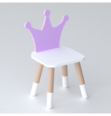 Детский стульчик корона 26.5х26х25см, стул для девочки от 1 года, белый с фиолетовым