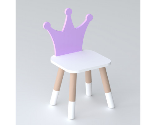 Детский стульчик корона 26.5х26х25см, стул для девочки от 1 года, белый с фиолетовым