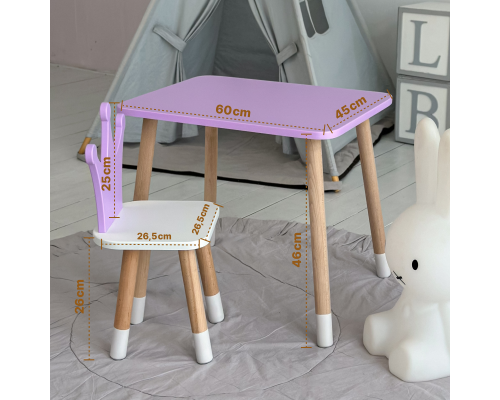 Детский стульчик корона 26.5х26х25см, стул для девочки от 1 года, белый с фиолетовым