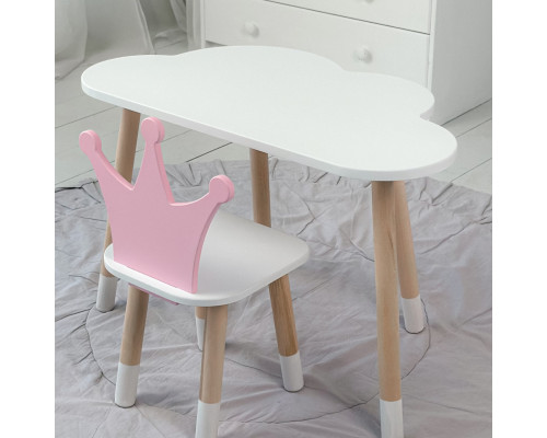 Детский стульчик корона 26.5х26х25см, стул для девочки от 1 года, белый с фиолетовым