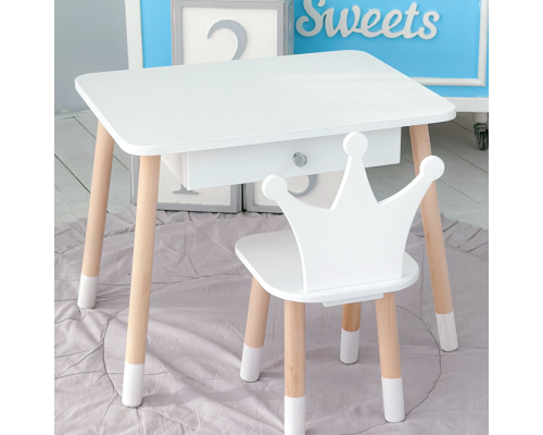 Детский стульчик корона 26.5х26х25см, стул для девочки от 1 года, белый с фиолетовым