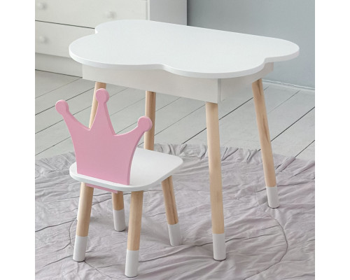 Детский стульчик корона 26.5х26х25см, стул для девочки от 1 года, белый с фиолетовым