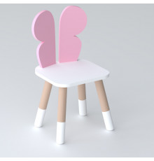 Детский стульчик бабочка 26.5х26х25см, стул в девчачью комнату, белый с розовым