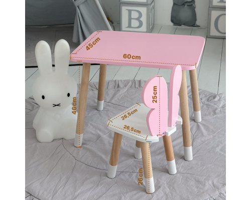 Детский стульчик бабочка 26.5х26х25см, стул в девчачью комнату, белый с розовым