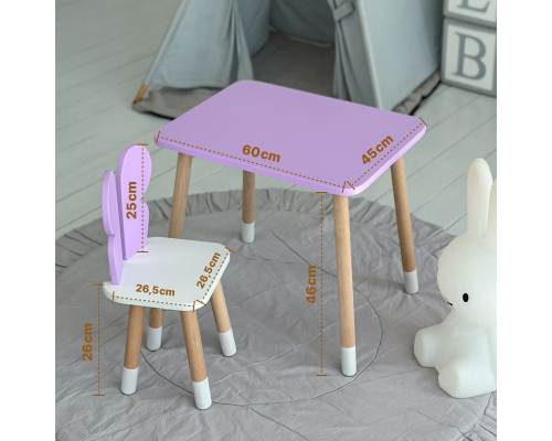 Детский прямоугольный столик 46х60х45, стол в детскую от 1 года, белый