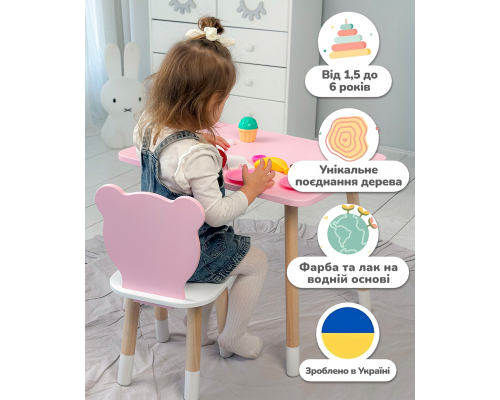 Детский прямоугольный столик 46х60х45, стол для детской комнаты от 1 года, фиолетовый