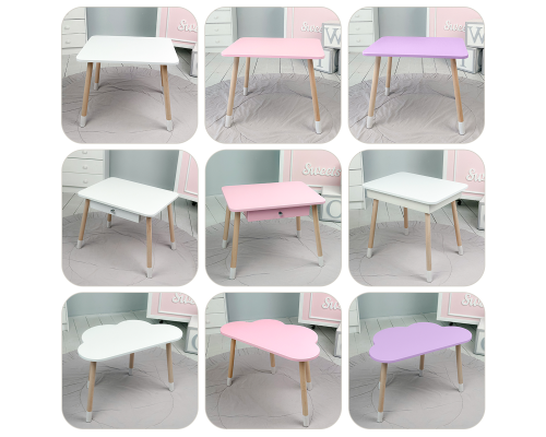 Детский прямоугольный столик 46х60х45, стол для детской комнаты от 1 года, фиолетовый