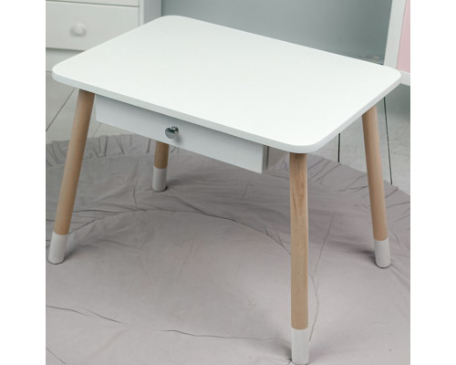 Детский столик с выдвижным ящиком 46х60х45, стол трюмо в детскую комнату, белый