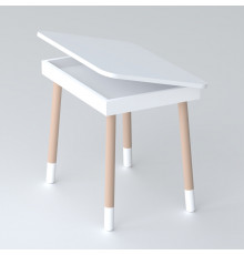 Детский деревянный столик с откидным верхом 53×60×45, стол с нишей в детскую, белый