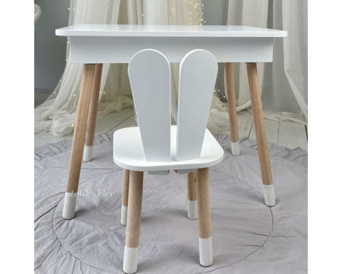 Детский деревянный столик с откидным верхом 53×60×45, стол с нишей в детскую, белый
