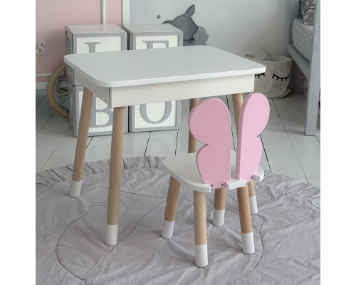 Детский деревянный столик с откидным верхом 53×60×45, стол с нишей в детскую, белый