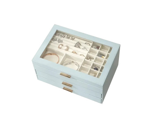 Шкатулка Casegrace SP-01223 для украшений и ювелирных изделий трехуровневая 26,5*18*13,5 см Blue