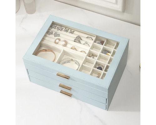 Шкатулка Casegrace SP-01223 для украшений и ювелирных изделий трехуровневая 26,5*18*13,5 см Blue