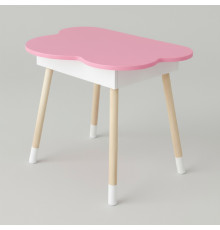 Детский стол облачко с нишей 54х68х50, столик трюмо с откидным верхом, розовый