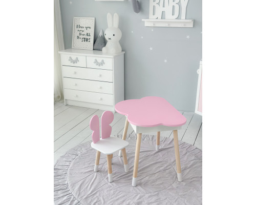 Детский стол облачко с нишей 54х68х50, столик трюмо с откидным верхом, розовый