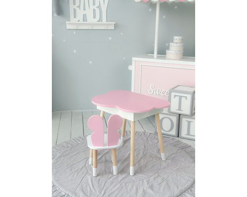 Детский стол облачко с нишей 54х68х50, столик трюмо с откидным верхом, розовый