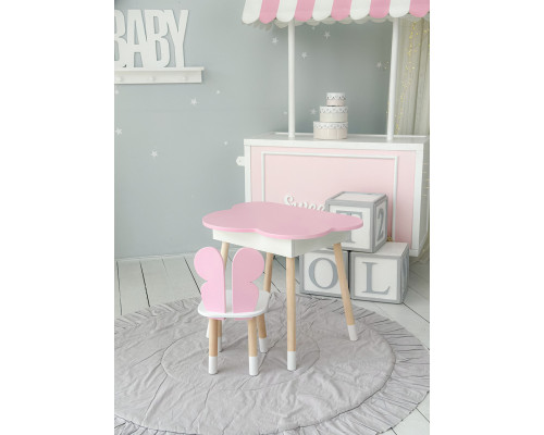 Детский стол облачко с нишей 54х68х50, столик трюмо с откидным верхом, розовый