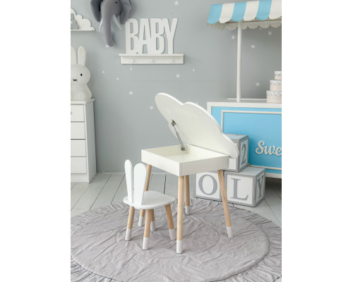 Детский стол облачко с нишей 54х68х50, столик трюмо с откидным верхом, белый