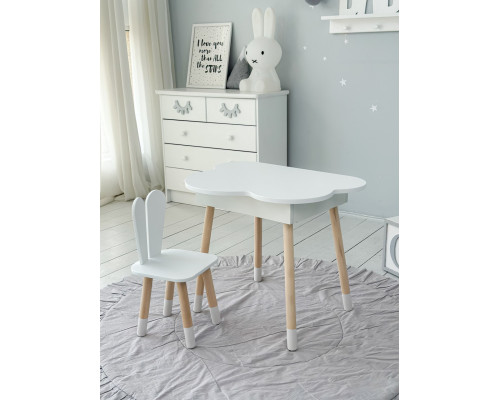 Детский стол облачко с нишей 54х68х50, столик трюмо с откидным верхом, белый