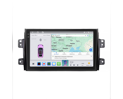 Штатная магнитола Lesko для Fiat Sedici  2005-2014 экран 9" 4/64 QLED CarPlay 4G Wi-Fi GPS 360 Prime