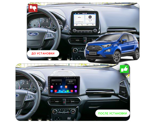 Штатная магнитола Lesko для Ford EcoSport I Рестайлинг 2017-н.в. экран 10" 2/32Gb Wi-Fi GPS Base