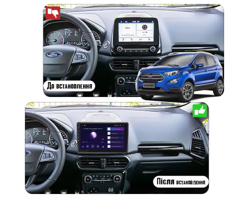 Штатная магнитола Lesko для Ford EcoSport I Рестайлинг 2017-н.в. экран 10" 4/32Gb 4G Wi-Fi GPS Top