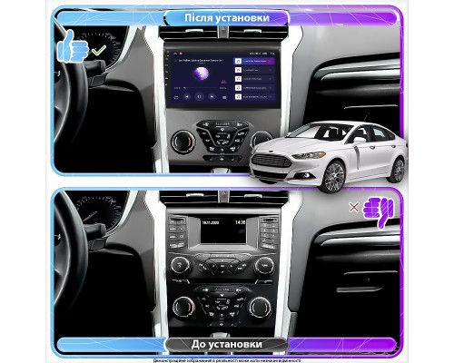 Штатная магнитола Lesko для Ford Fusion (North America) II 2012-2016 экран 9" 1/16Gb Wi-Fi GPS Base