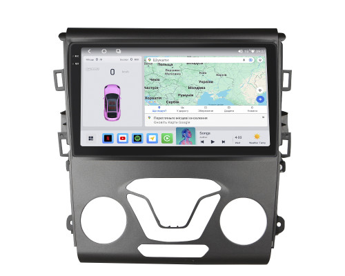 Штатная магнитола Lesko для Ford Fusion (North America) II 2012-2016 экран 9" 4/64 QLED CarPlay 4G Wi-Fi GPS 360 Prime