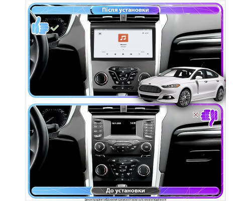Штатная магнитола Lesko для Ford Fusion (North America) II 2012-2016 экран 9" 4/64 QLED CarPlay 4G Wi-Fi GPS 360 Prime