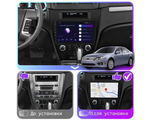 Штатная магнитола Lesko для Ford Fusion I Рестайлинг 2009-2012 экран 10" 4/64Gb 4G Wi-Fi GPS Top