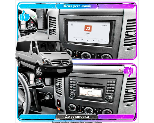 Штатная магнитола Lesko для Mercedes-Benz Sprinter II (W906) 2006-2013 экран 9" 4/64 QLED CarPlay 4G Wi-Fi GPS 360 Prime