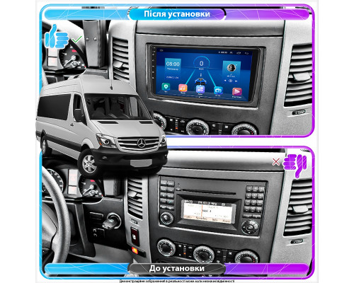 Штатная магнитола Lesko для Mercedes-Benz Sprinter II (W906) Рестайлинг  2014-2018 экран 9" 4/64Gb 4G Wi-Fi GPS Top