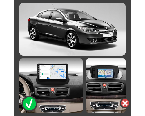 Штатная магнитола Lesko для Renault Fluence I 2009-2013 экран 9" 4/32Gb 4G Wi-Fi GPS Top