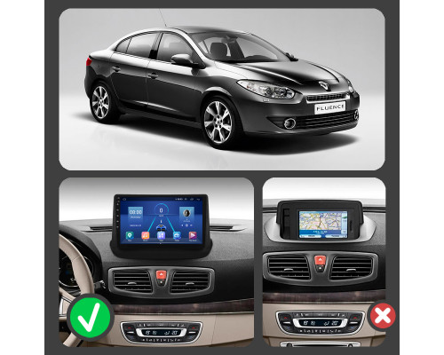 Штатная магнитола Lesko для Renault Fluence I 2009-2013 экран 9" 6/128Gb 4G Wi-Fi GPS Top