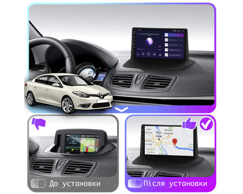 Штатная магнитола Lesko для Renault Fluence I Рестайлинг 2012-2017 экран 9" 4/64Gb CarPlay 4G Wi-Fi GPS Prime