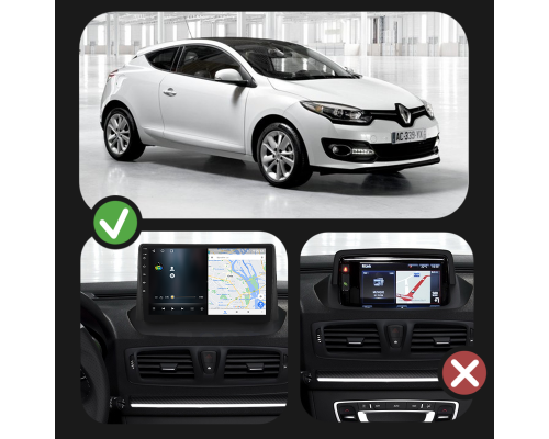 Штатная магнитола Lesko для Renault Megane III Рестайлинг 2 2014-2016 экран 9" 1/16Gb Wi-Fi GPS Base