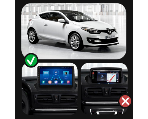 Штатная магнитола Lesko для Renault Megane III Рестайлинг 2 2014-2016 экран 9" 2/32Gb Wi-Fi GPS Base