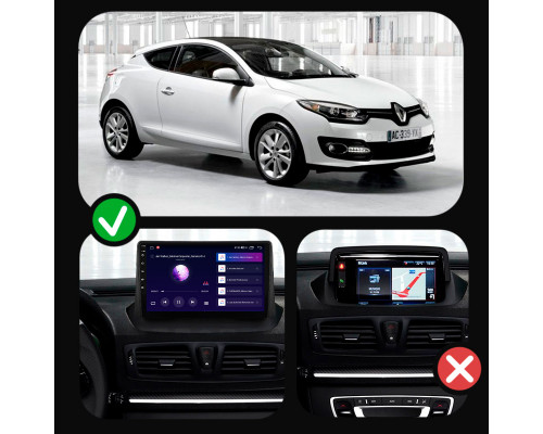 Штатная магнитола Lesko для Renault Megane III Рестайлинг 2 2014-2016 экран 9" 4/64Gb CarPlay 4G Wi-Fi GPS Prime