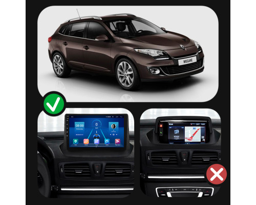 Штатная магнитола Lesko для Renault Megane III Рестайлинг 2012-2014 экран 9" 4/64Gb 4G Wi-Fi GPS Top