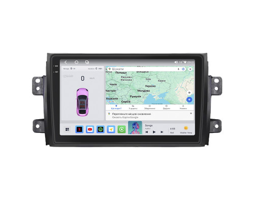 Штатная магнитола Lesko для Suzuki SX4 I (Classic) 2006-2009 экран 9" 4/64 QLED CarPlay 4G Wi-Fi GPS 360 Prime